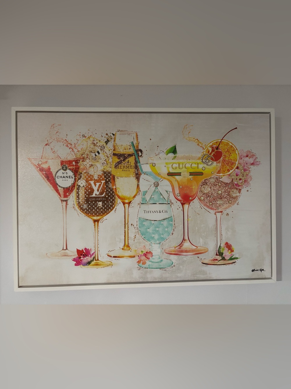 Oliver Gal "Spirits Feast" framed canvas art.